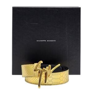Giuseppe Zanotti Logo Crocodile Leather Belt Gold One Size - NWB $495